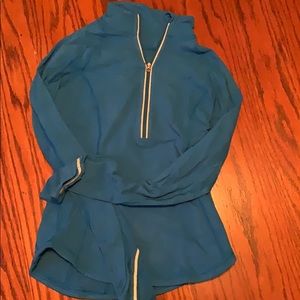 Half zip blue athletic pull over